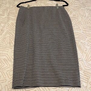 Marks and Spencer blue and white striped pencil skirt with stretch